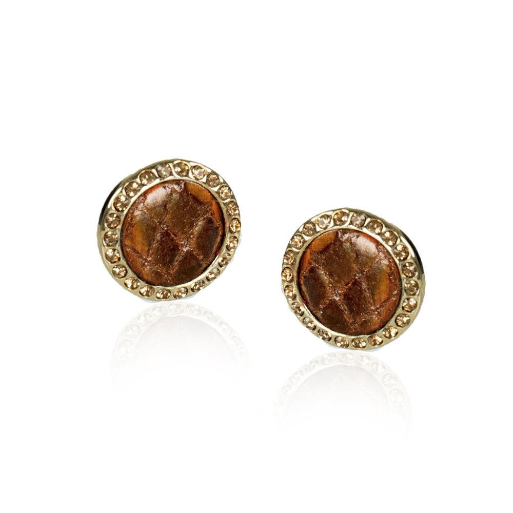 Brahmin Round Crystal Earrings Bronze Fairhaven