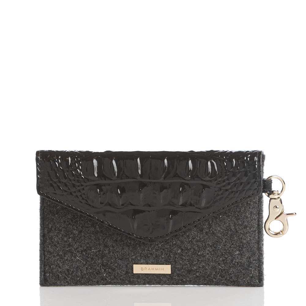 Brahmin Mini Envelope Case Charcoal Jamestown