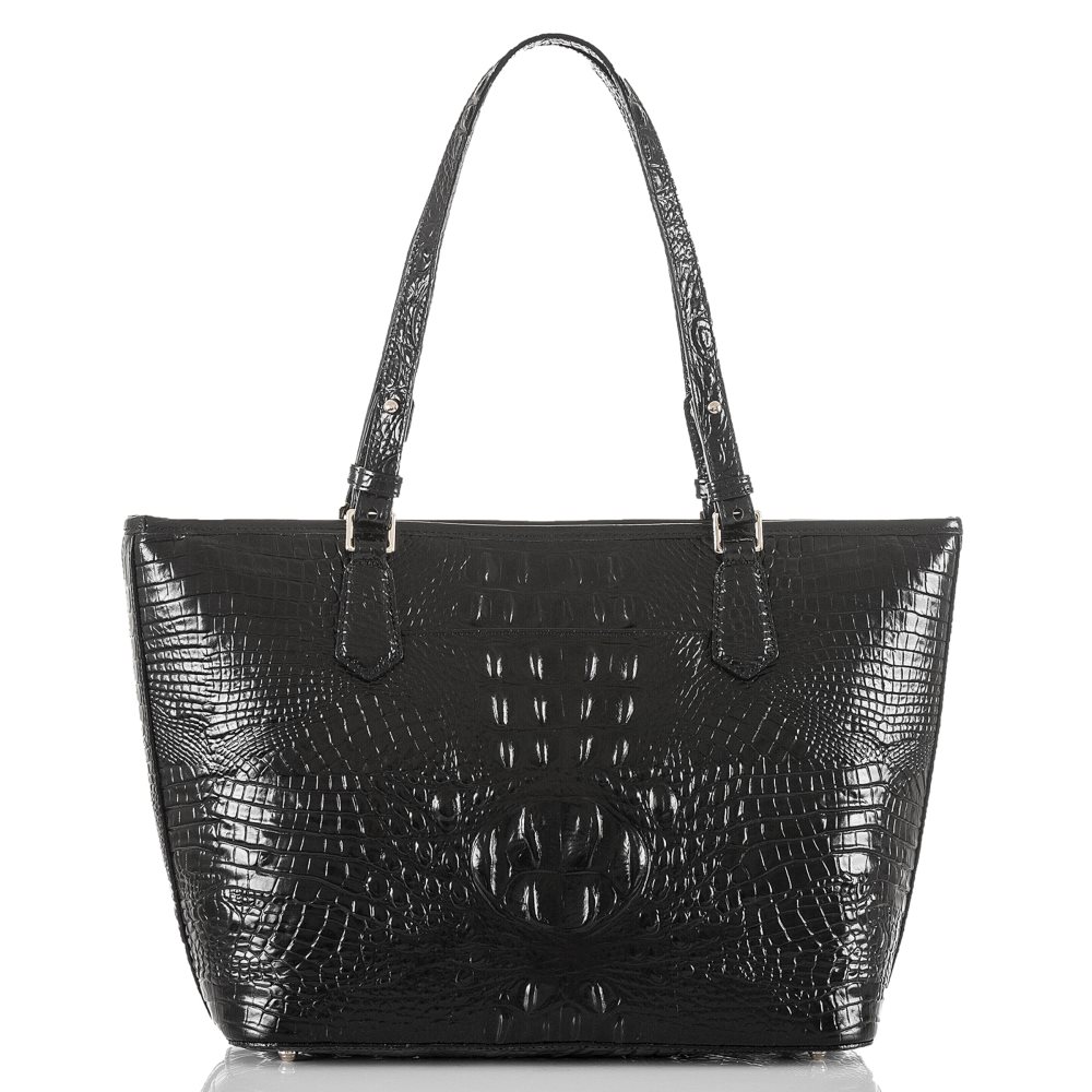 Brahmin Medium Asher | Black Leather Tote Handbag