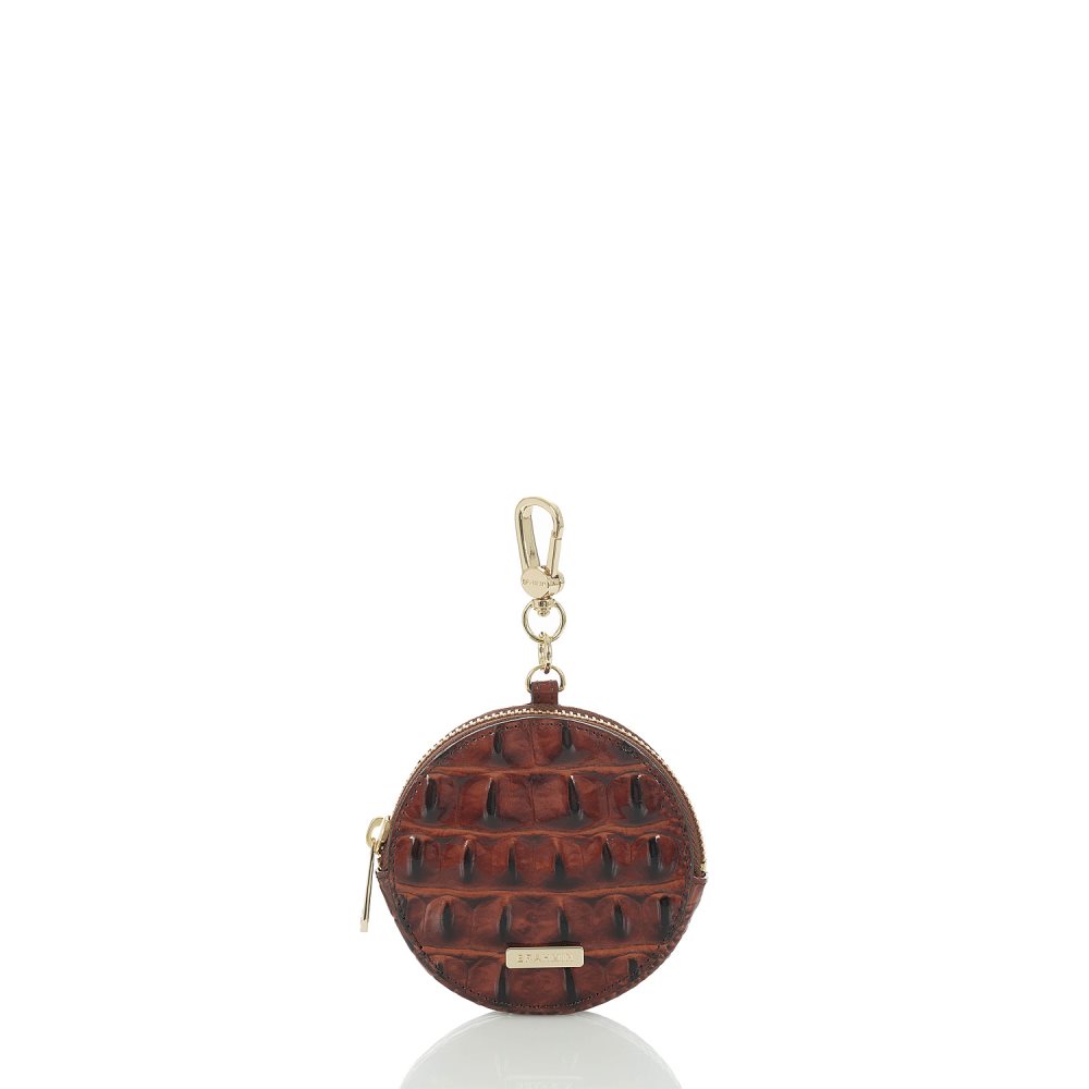 Brahmin Circle Coin Purse | Brown Leather Round Coin Purse