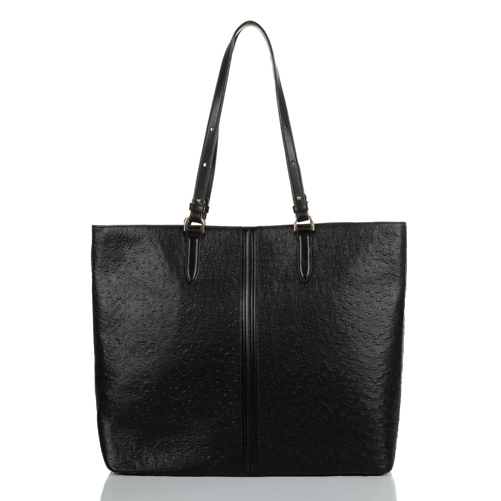 Brahmin Tansey Black Leather Open-Top Tote Bag