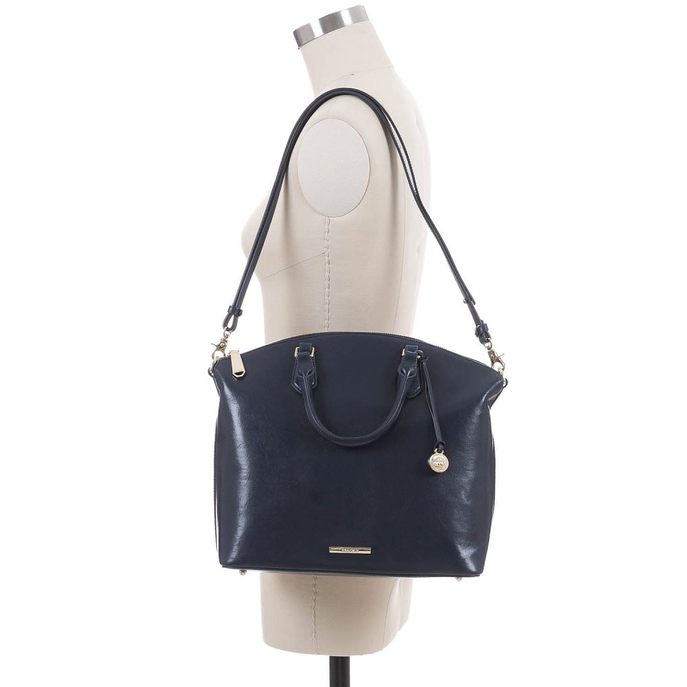 Brahmin Large Duxbury Satchel Navy Topsail