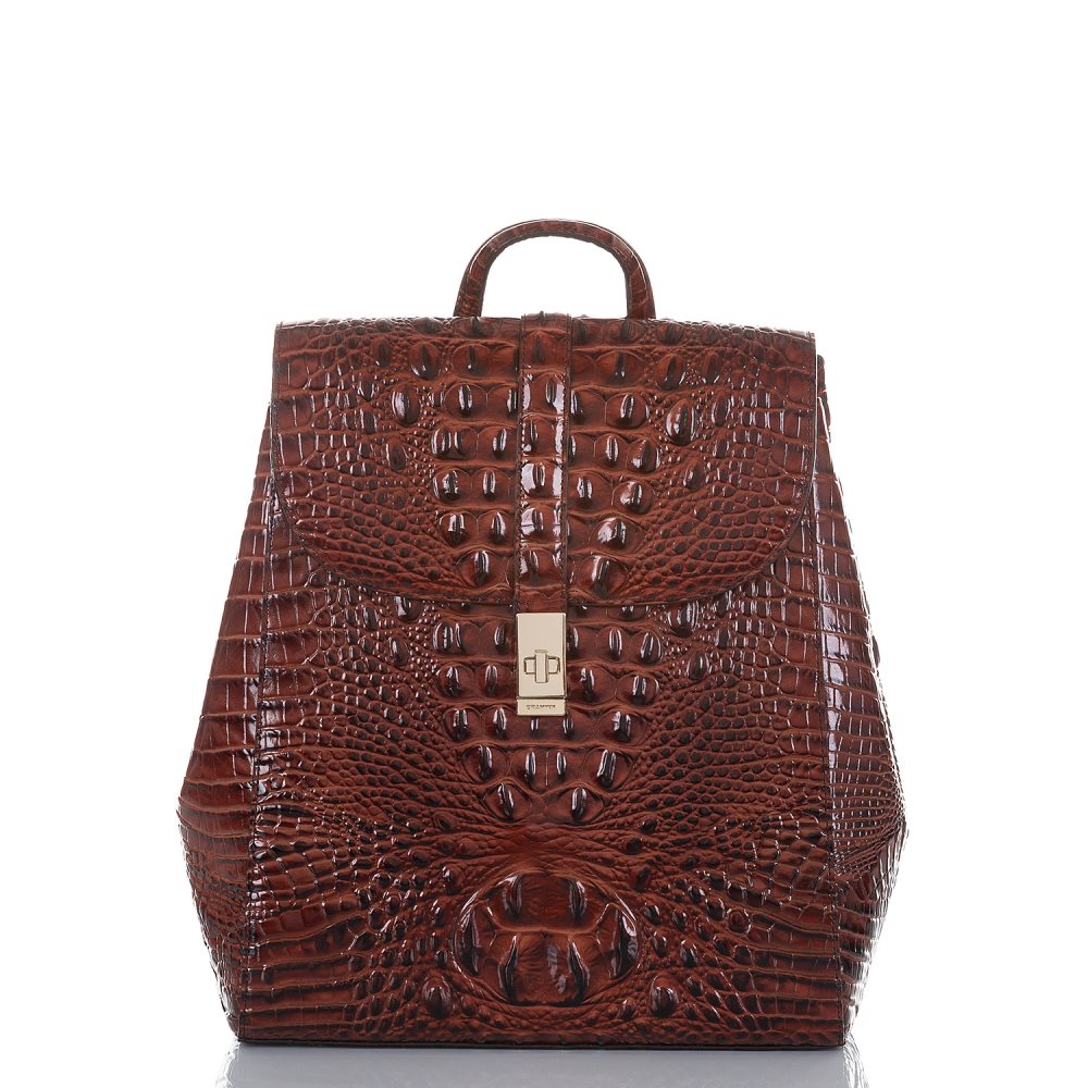 Brahmin Sadie Leather Flap Backpack | Pecan Melbourne