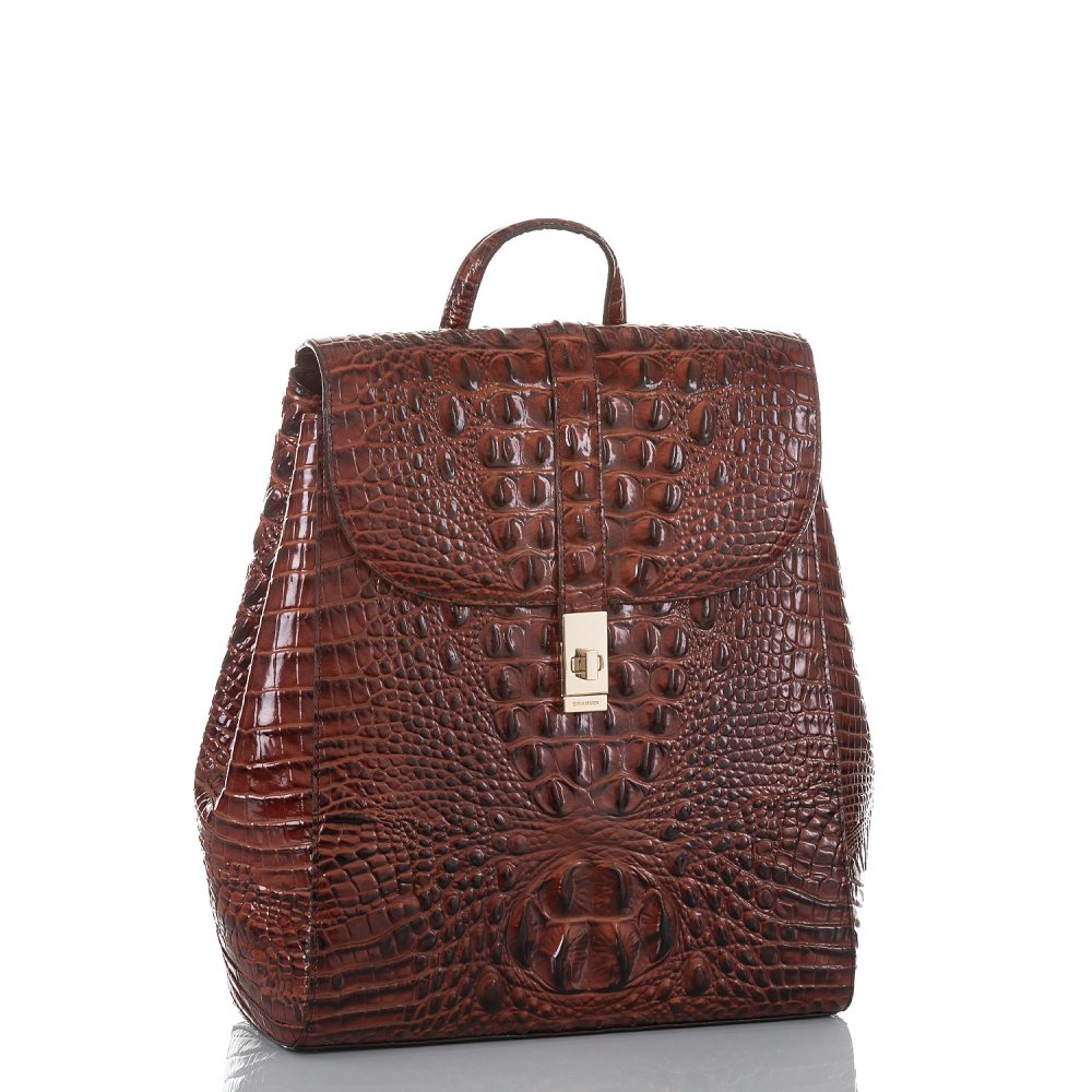 Brahmin Sadie Leather Flap Backpack | Pecan Melbourne