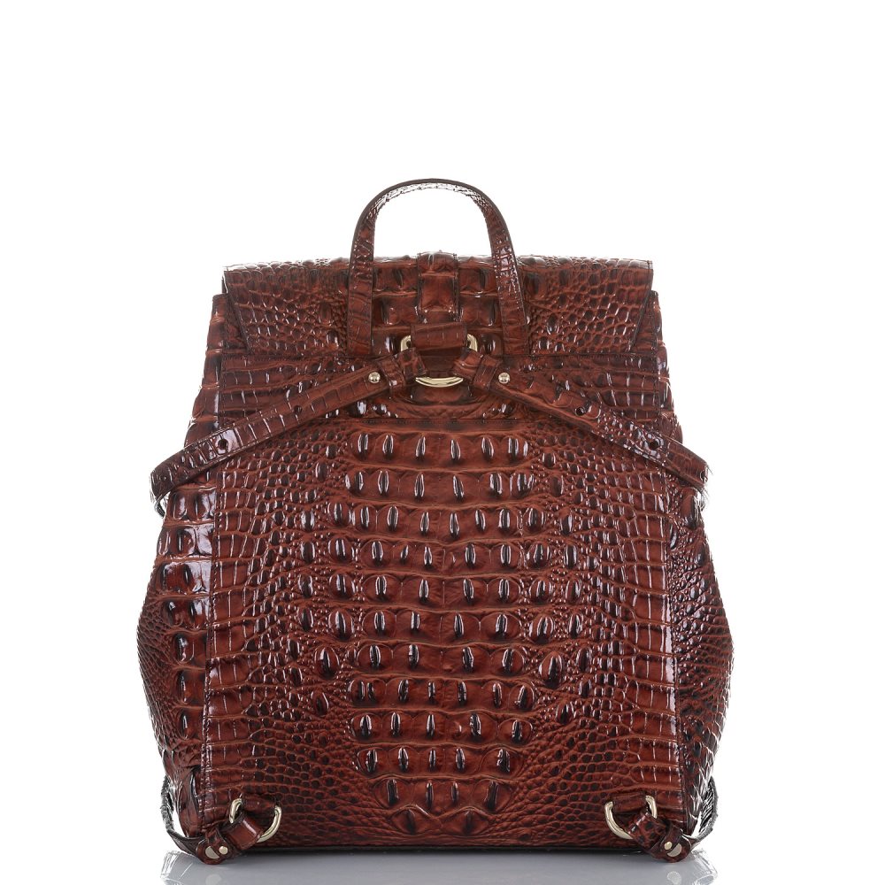 Brahmin Sadie Leather Flap Backpack | Pecan Melbourne