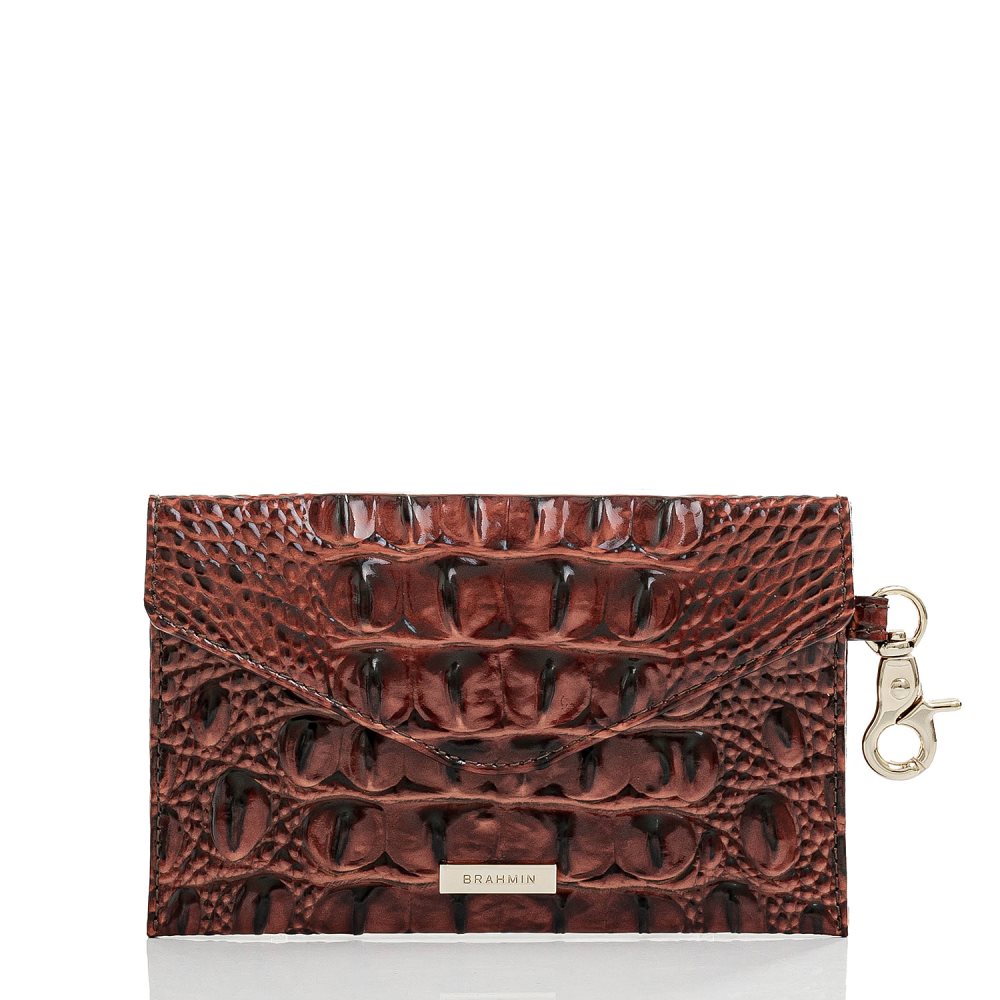 Brahmin Mini Envelope Case | Pecan Leather Envelope Wallet