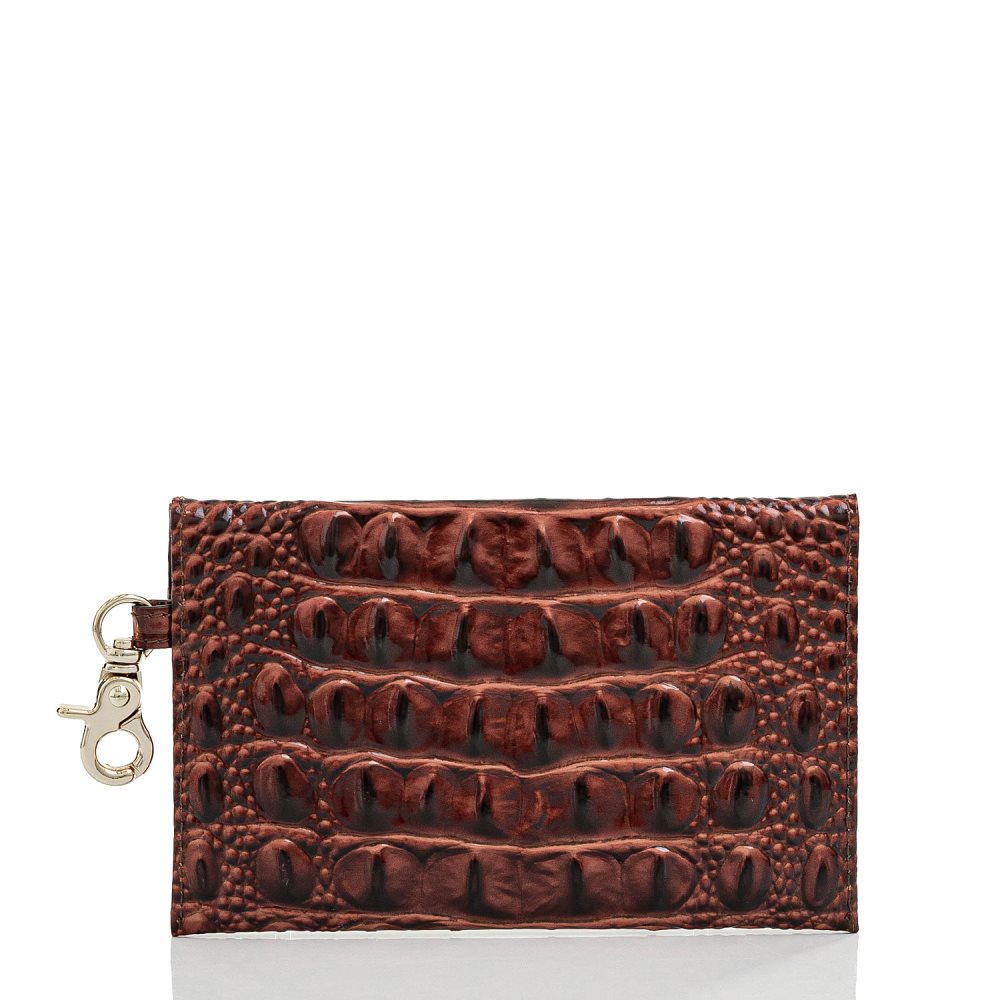 Brahmin Mini Envelope Case | Pecan Leather Envelope Wallet