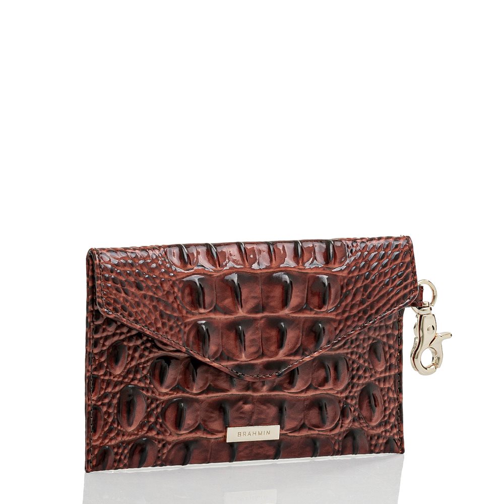 Brahmin Mini Envelope Case | Pecan Leather Envelope Wallet