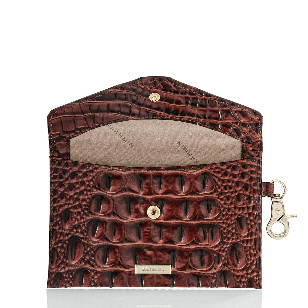 Brahmin Mini Envelope Case | Pecan Leather Envelope Wallet