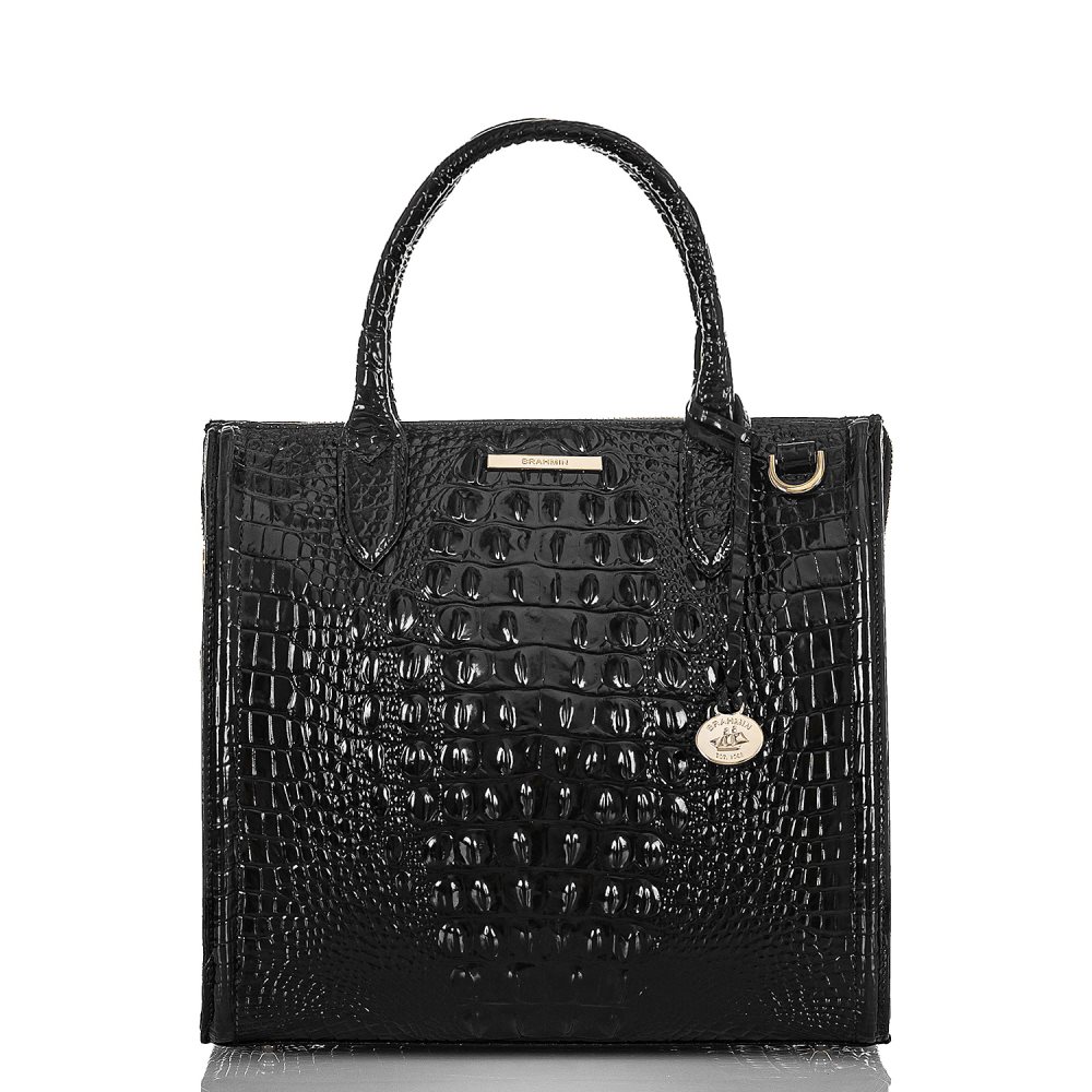 Brahmin Caroline Black Leather Satchel Handbag