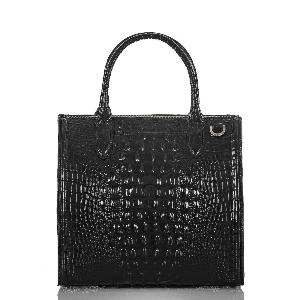 Brahmin Caroline Black Leather Satchel Handbag