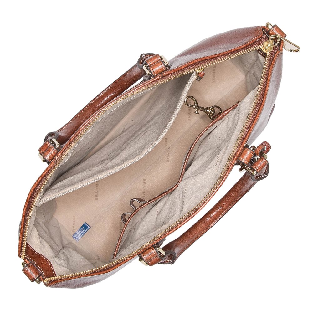 Brahmin Large Duxbury Soft Leather Satchel | Cognac Topsail