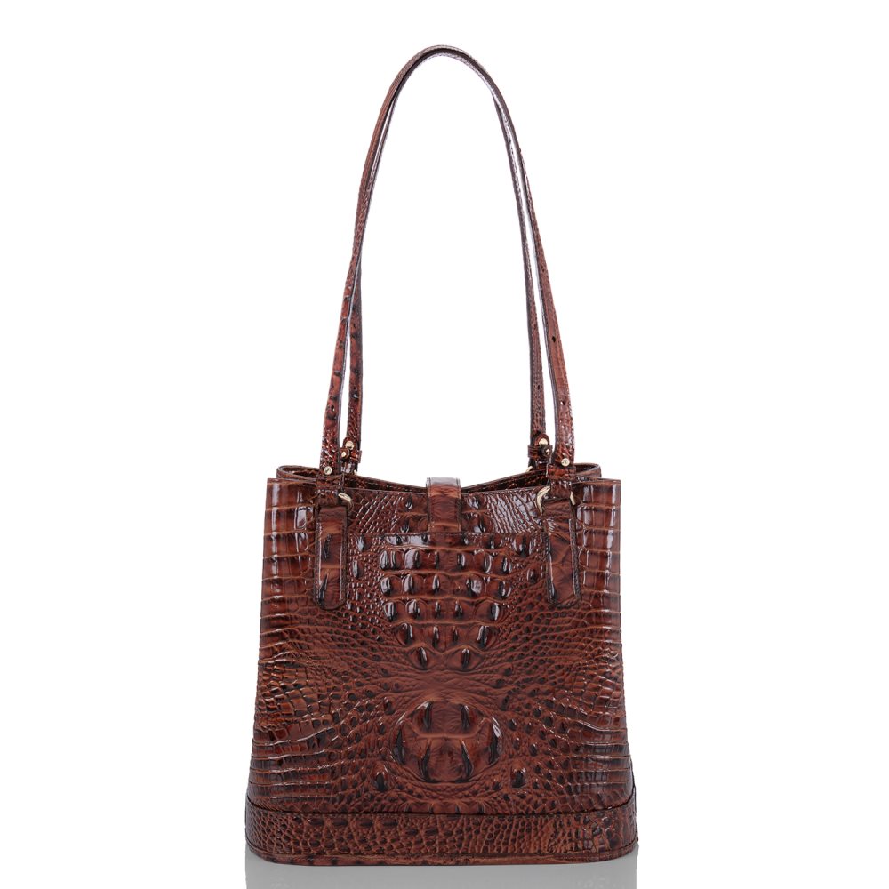 Brahmin Fiora Brown Leather Bucket Bag | Pecan Melbourne