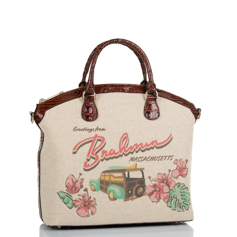 Brahmin Large Duxbury Satchel Pecan Pipa