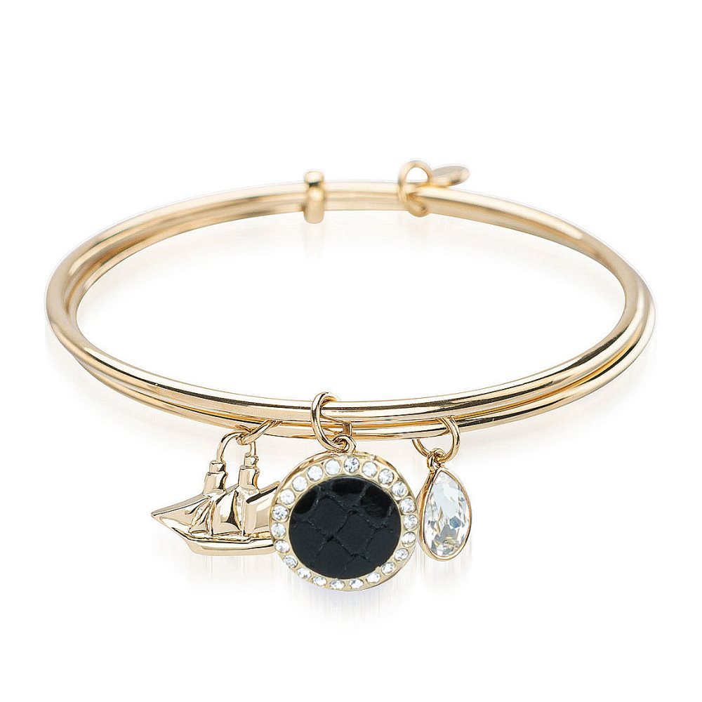 Brahmin Double Crystal Charm Bangle Black Fairhaven