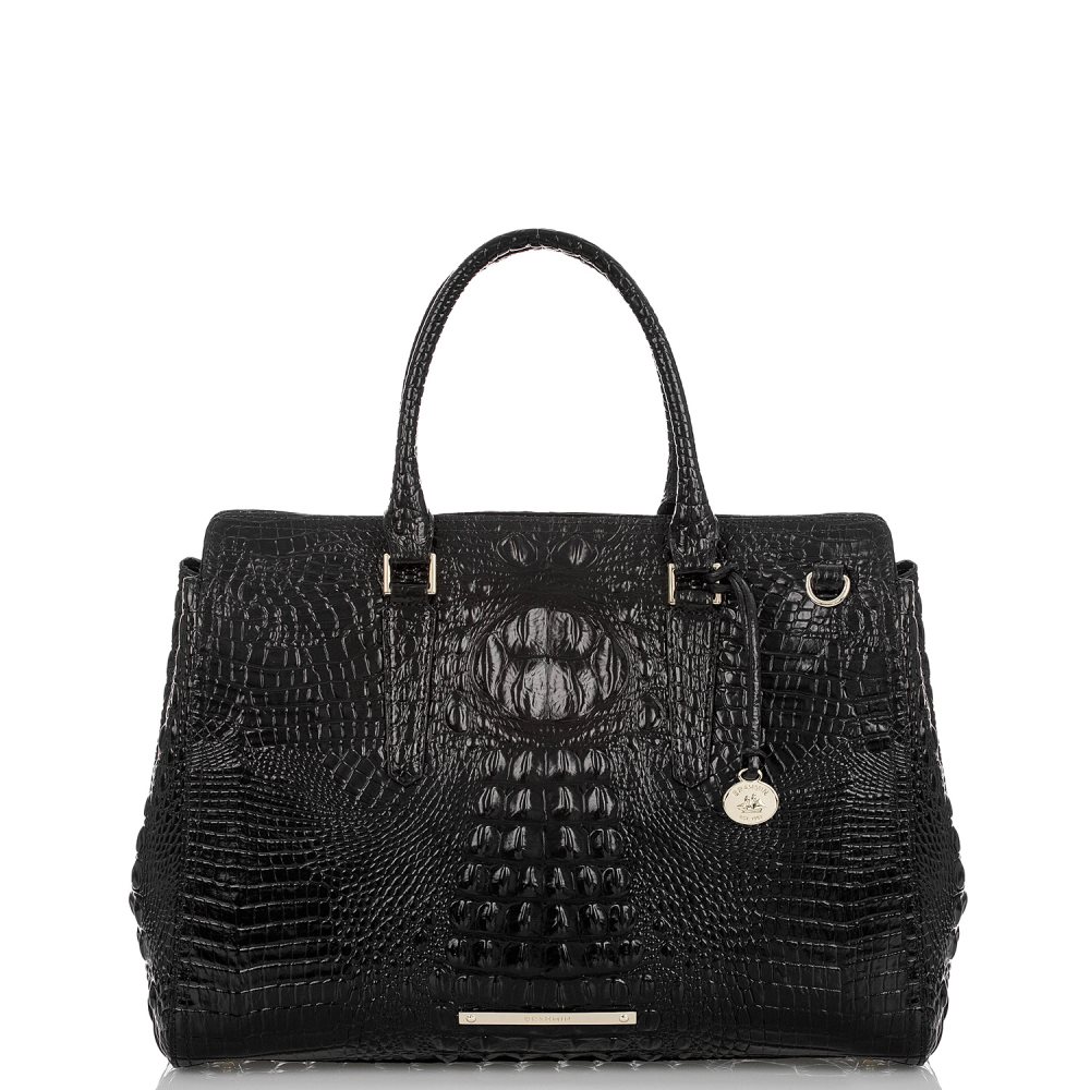 Brahmin Finley Black Carryall Satchel | Black Melbourne