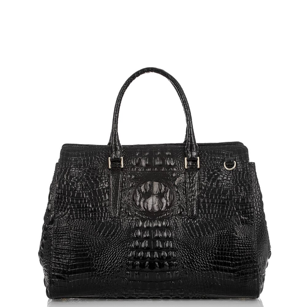 Brahmin Finley Black Carryall Satchel | Black Melbourne