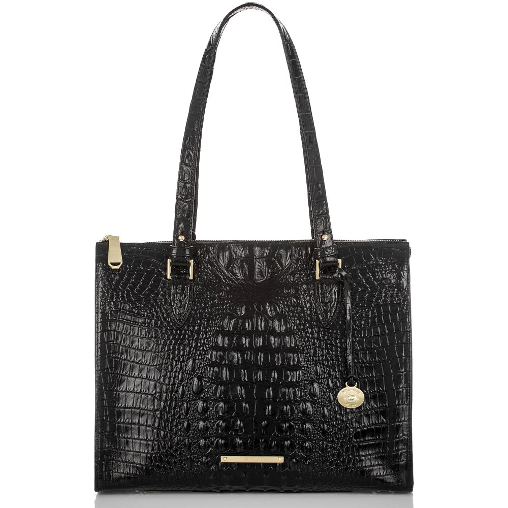 Brahmin Anywhere Tote | Black Leather Tote Handbag