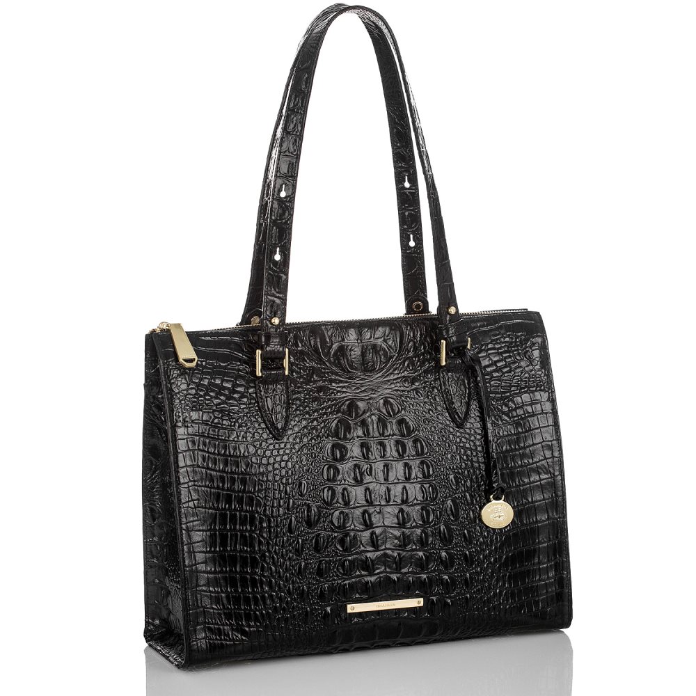 Brahmin Anywhere Tote | Black Leather Tote Handbag