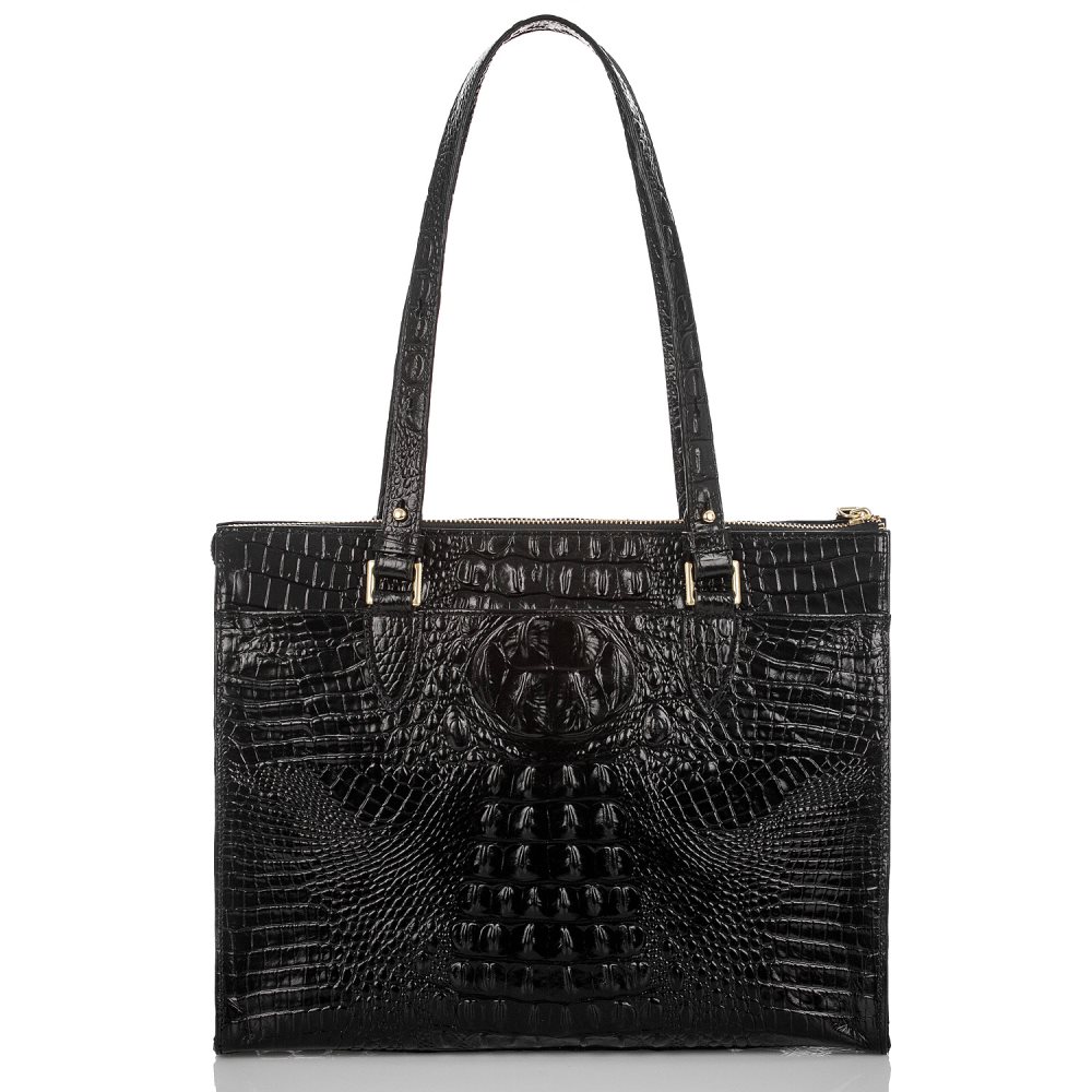 Brahmin Anywhere Tote | Black Leather Tote Handbag