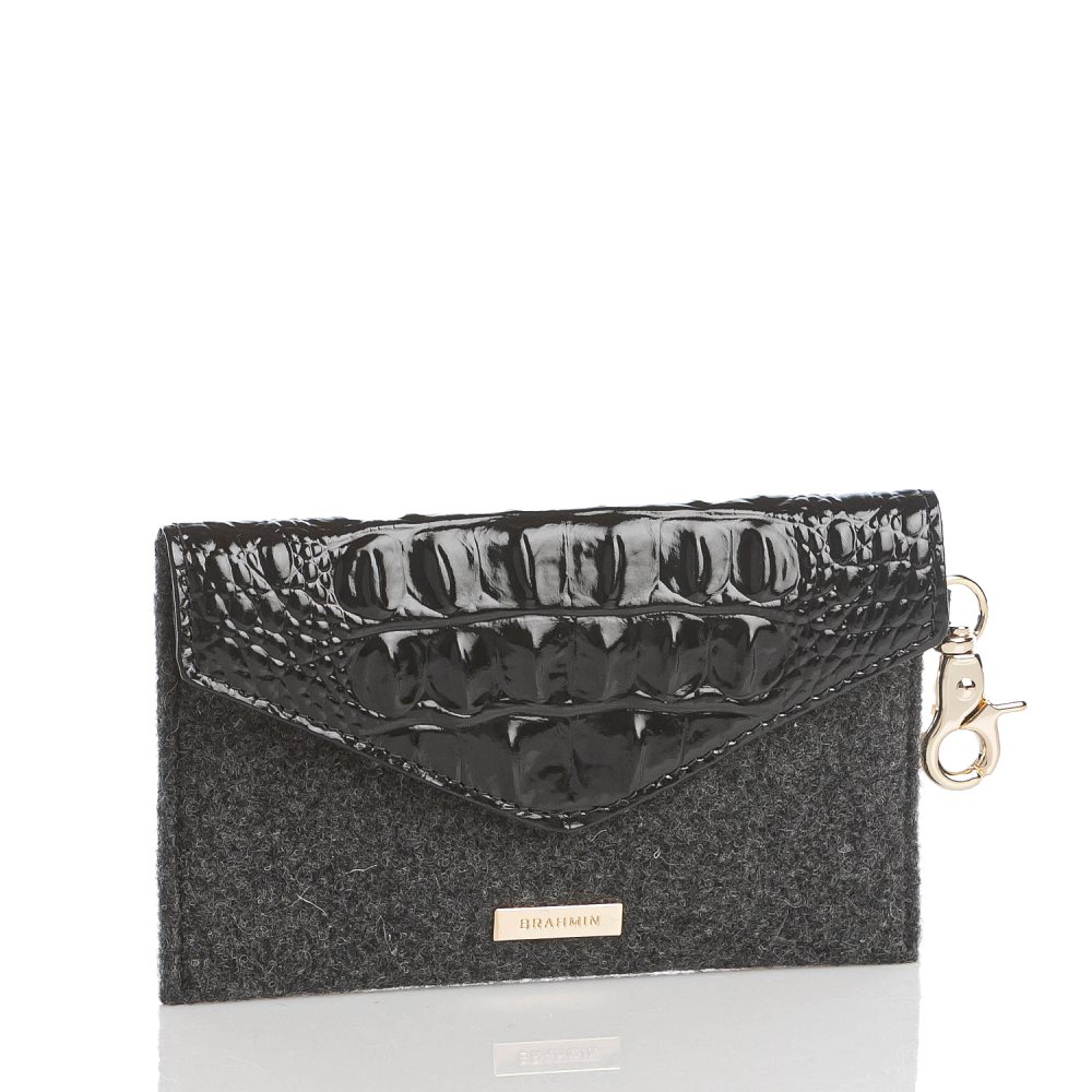 Brahmin Mini Envelope Case Charcoal Jamestown