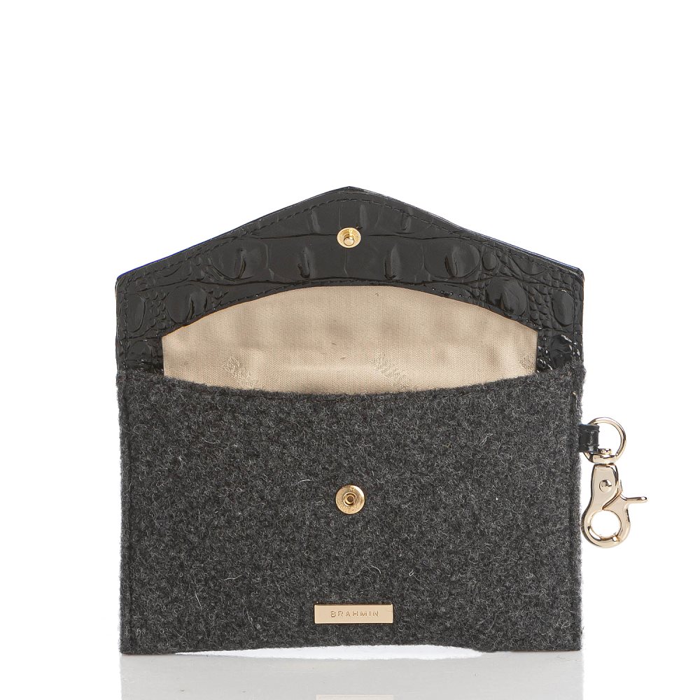 Brahmin Mini Envelope Case Charcoal Jamestown