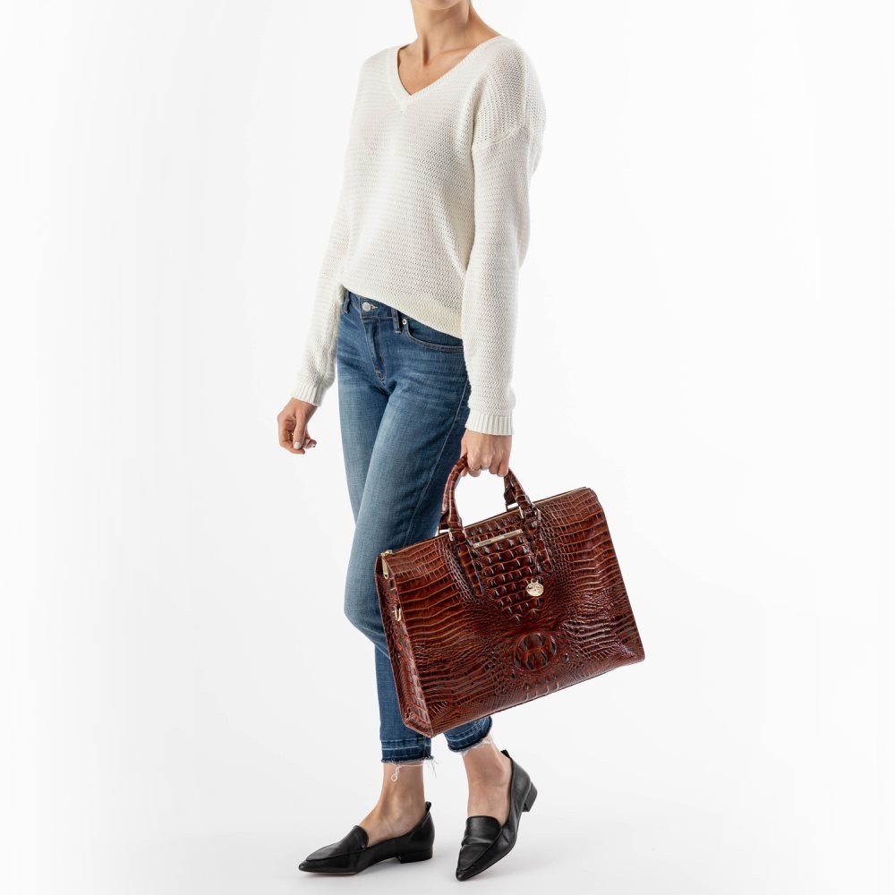 Brahmin Business Tote Whiskey Topsail