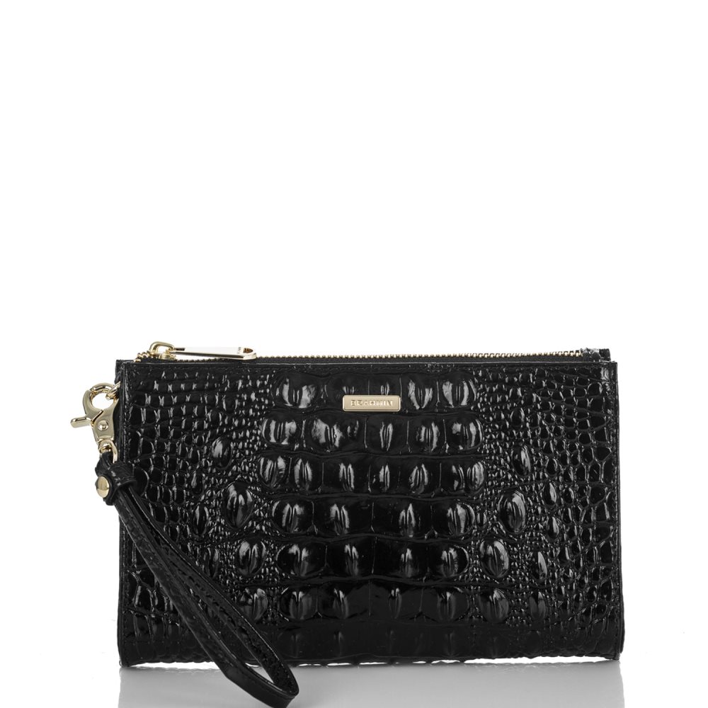 Brahmin Daisy Black Leather Wristlet | Black Melbourne