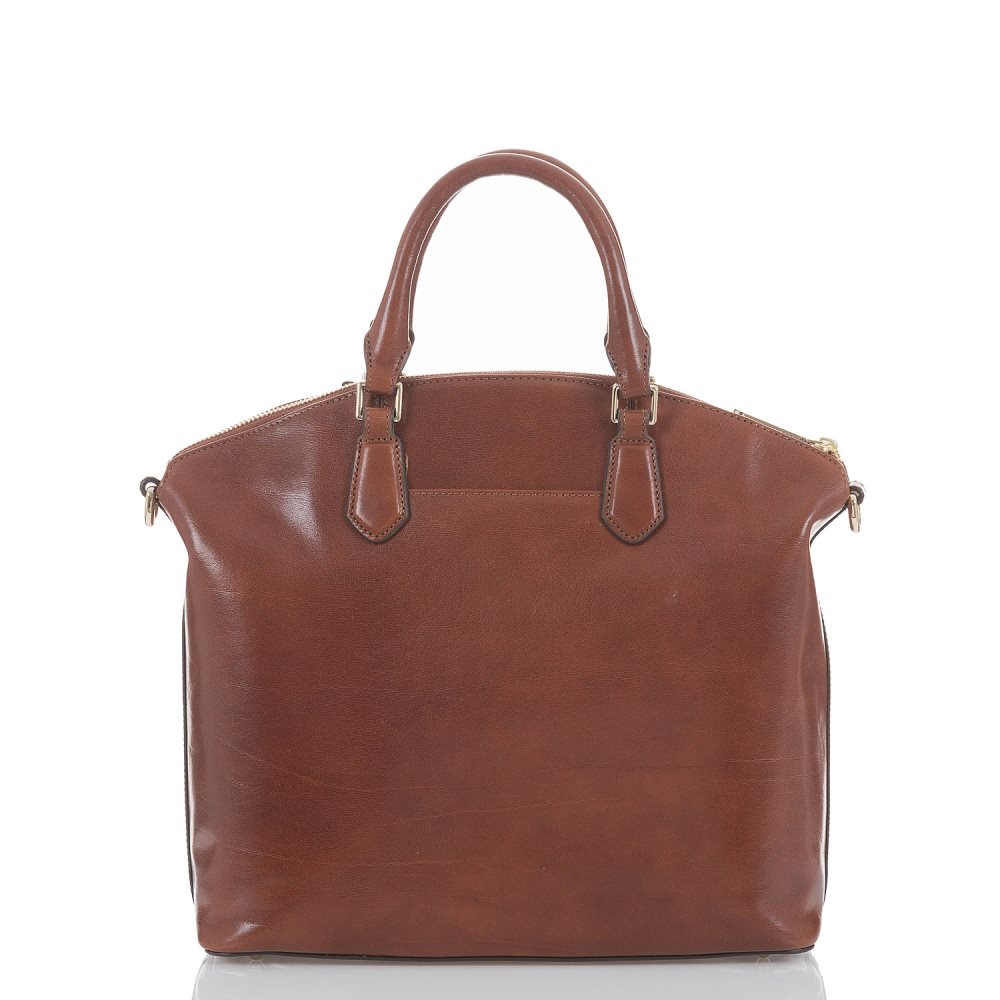 Brahmin Large Duxbury Soft Leather Satchel | Cognac Topsail