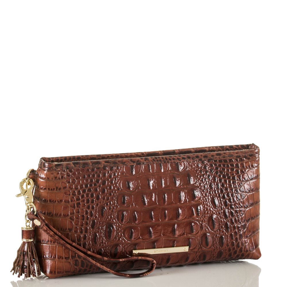 Brahmin Kayla Brown Leather Wristlet | Pecan Melbourne