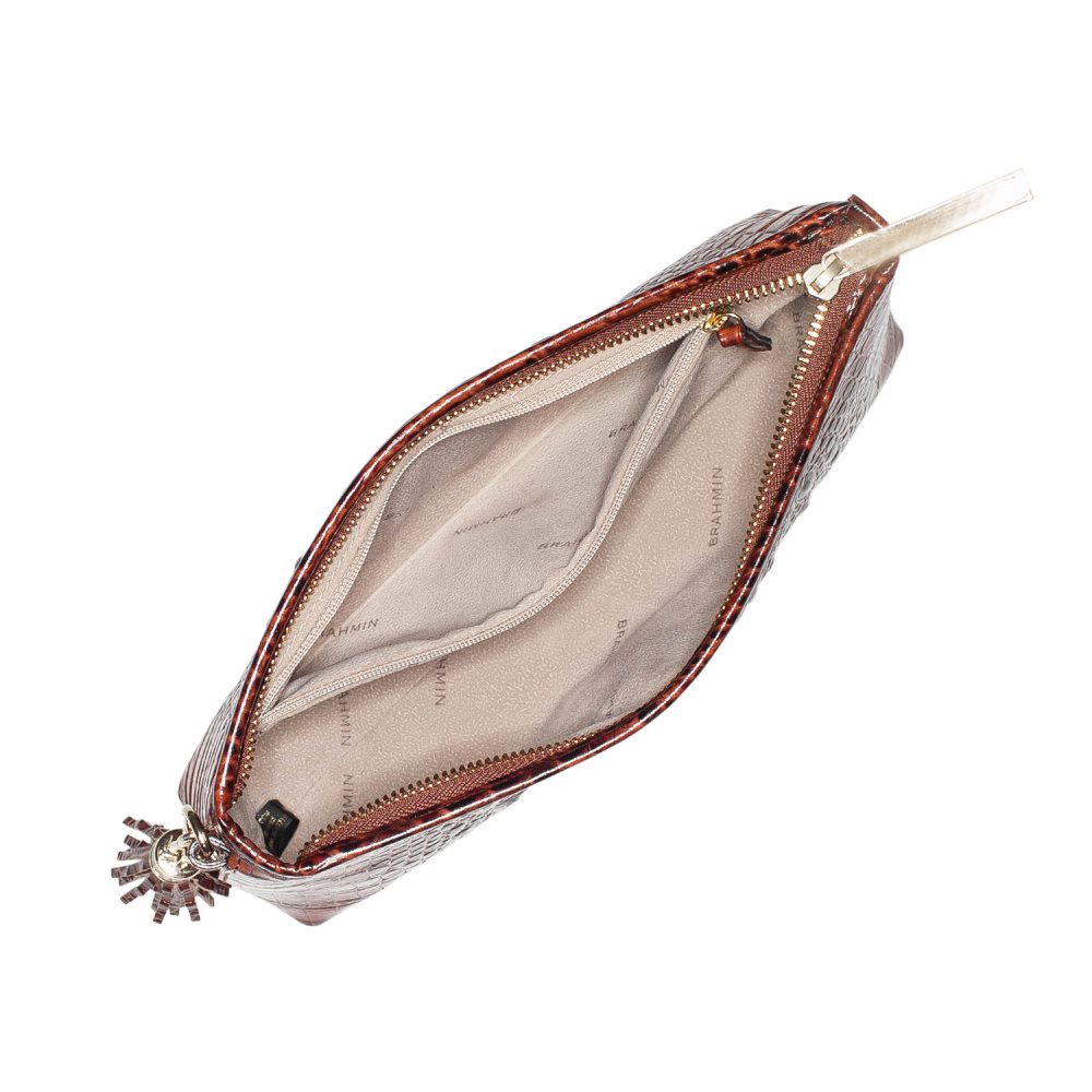 Brahmin Kayla Brown Leather Wristlet | Pecan Melbourne