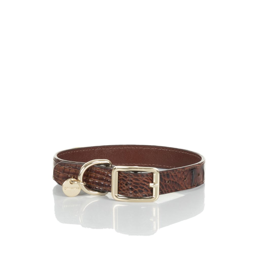 Brahmin Medium Brown Leather Dog Collar | Pecan Melbourne