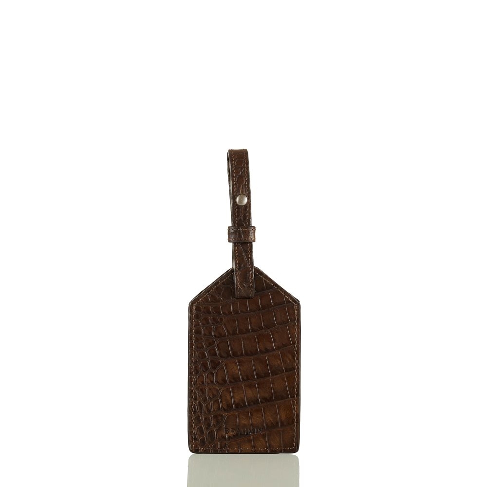 Brahmin Mens Luggage Tag Cocoa Brown Vintage Melbourne