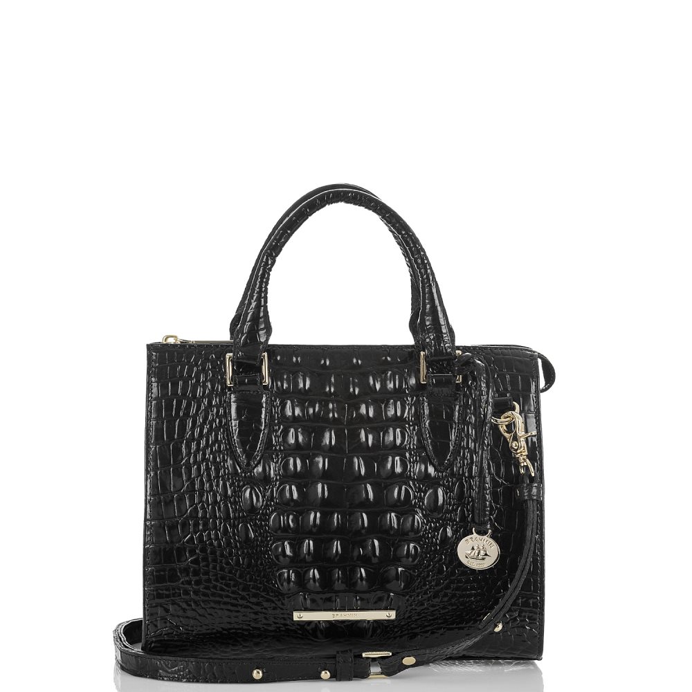 Brahmin Anywhere Convertible Black Satchel Handbag