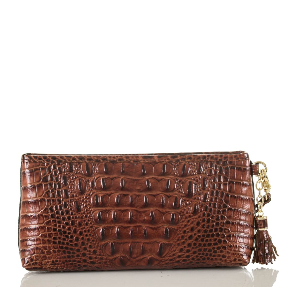 Brahmin Kayla Brown Leather Wristlet | Pecan Melbourne