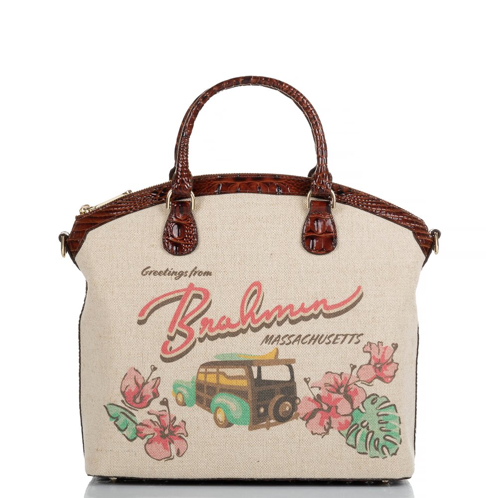 Brahmin Large Duxbury Satchel Pecan Pipa