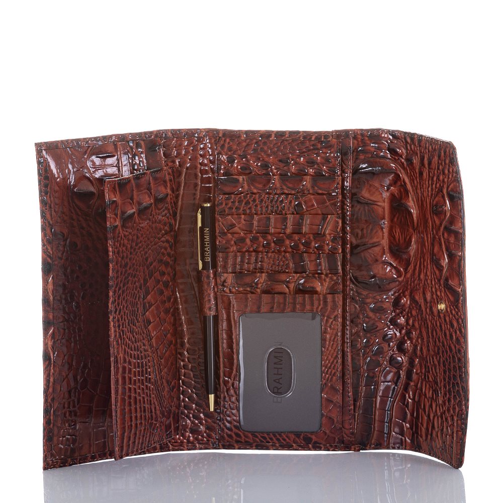 Brahmin Modern Leather Checkbook Wallet | Pecan Melbourne