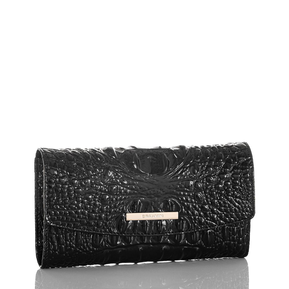 Brahmin Checkbook Wallet | Black Leather Checkbook Wallet