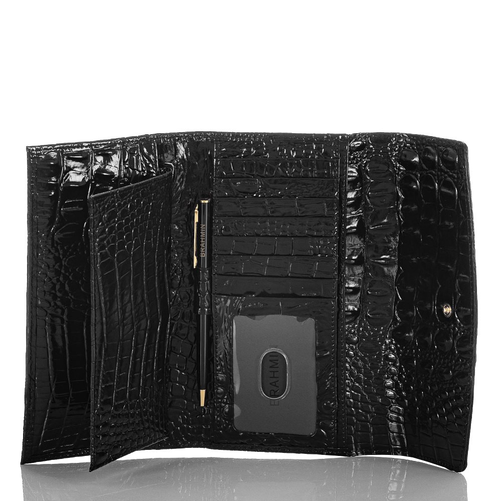 Brahmin Checkbook Wallet | Black Leather Checkbook Wallet