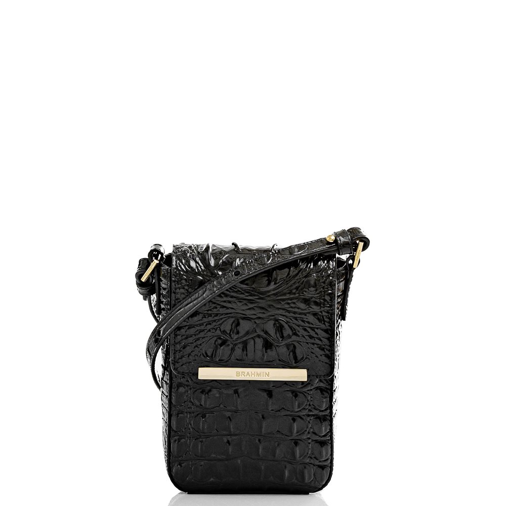 Brahmin Sasha Lightweight Black Leather Crossbody Bag