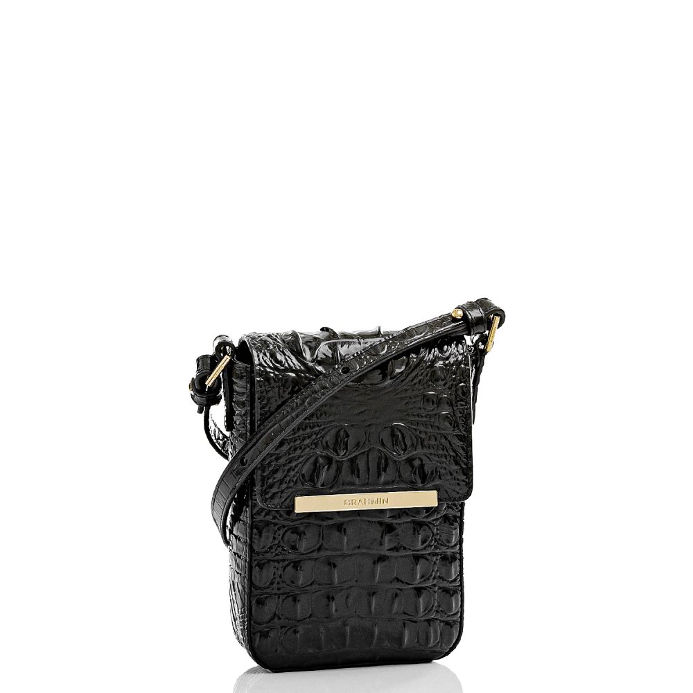 Brahmin Sasha Lightweight Black Leather Crossbody Bag