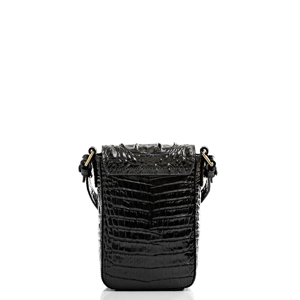 Brahmin Sasha Lightweight Black Leather Crossbody Bag