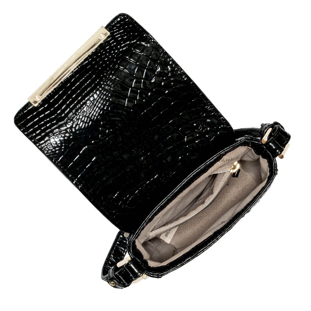 Brahmin Sasha Lightweight Black Leather Crossbody Bag