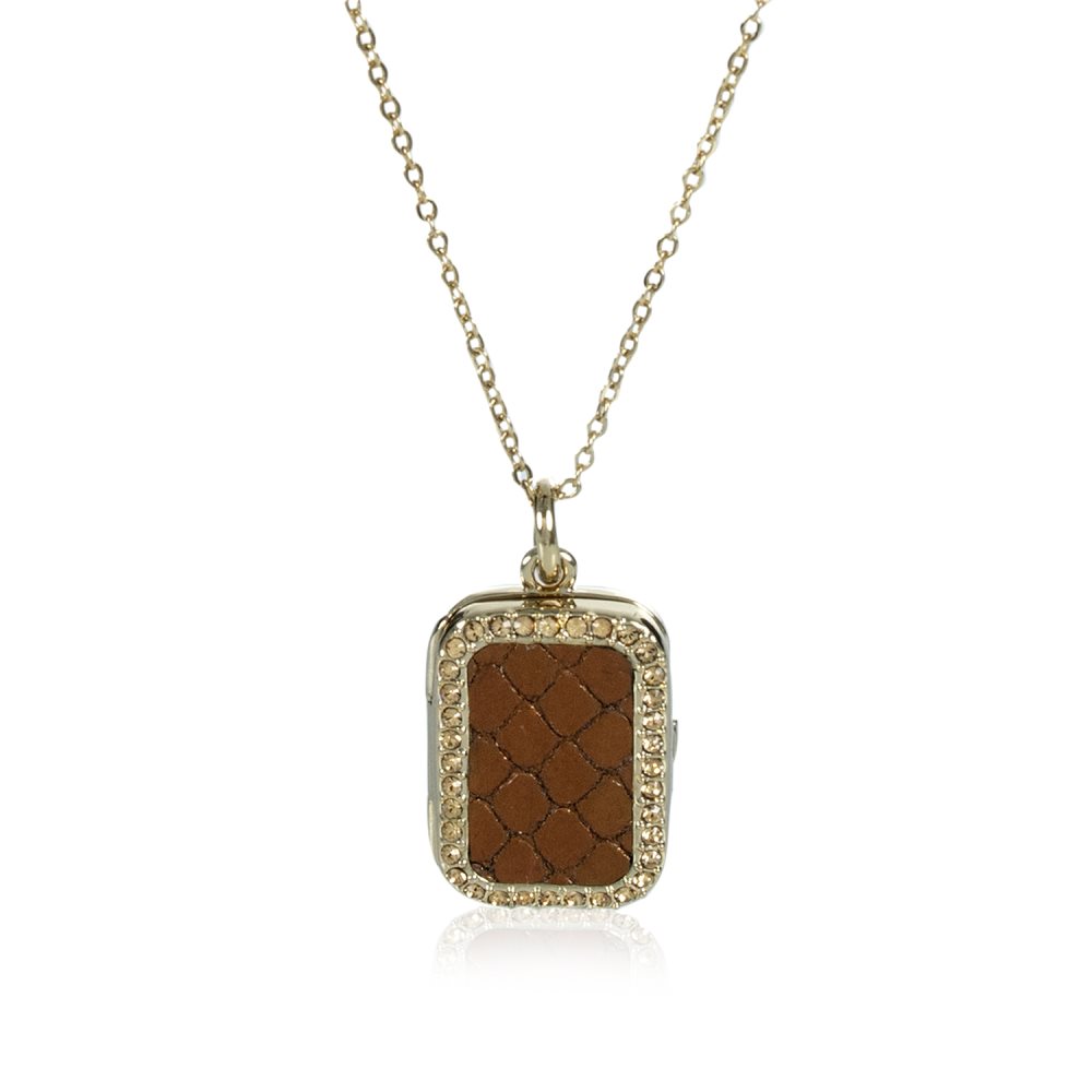 Brahmin Crystal Locket Necklace Bronze Fairhaven