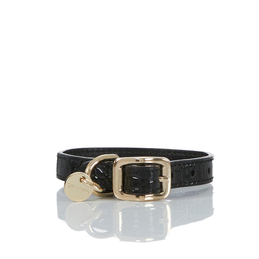 Brahmin Small Black Leather Dog Collar | Black Melbourne