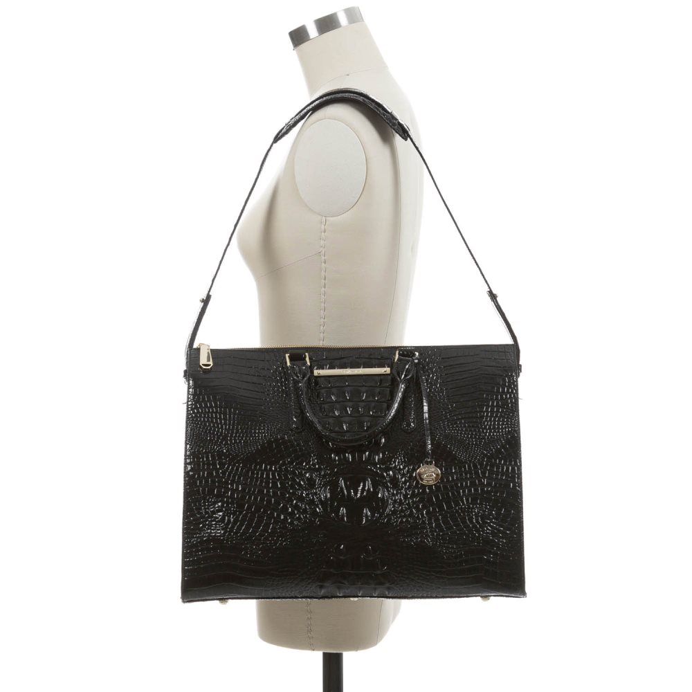 Brahmin Leather Business Tote Bag | Black Melbourne